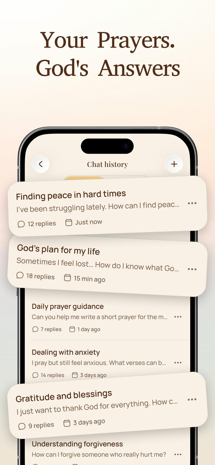 Prayer and chat history in the SoulVerse app