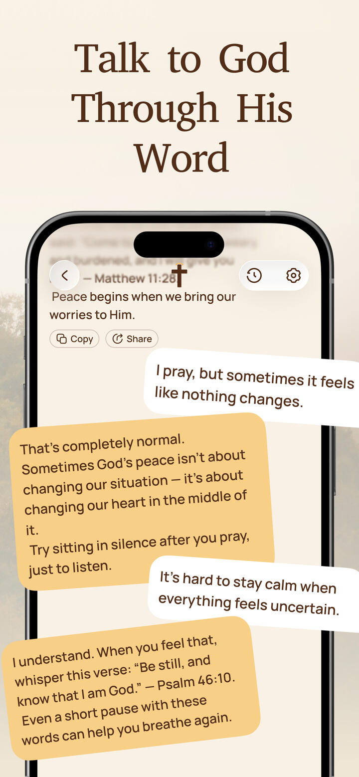 AI Bible chat in SoulVerse explaining Matthew 11:28